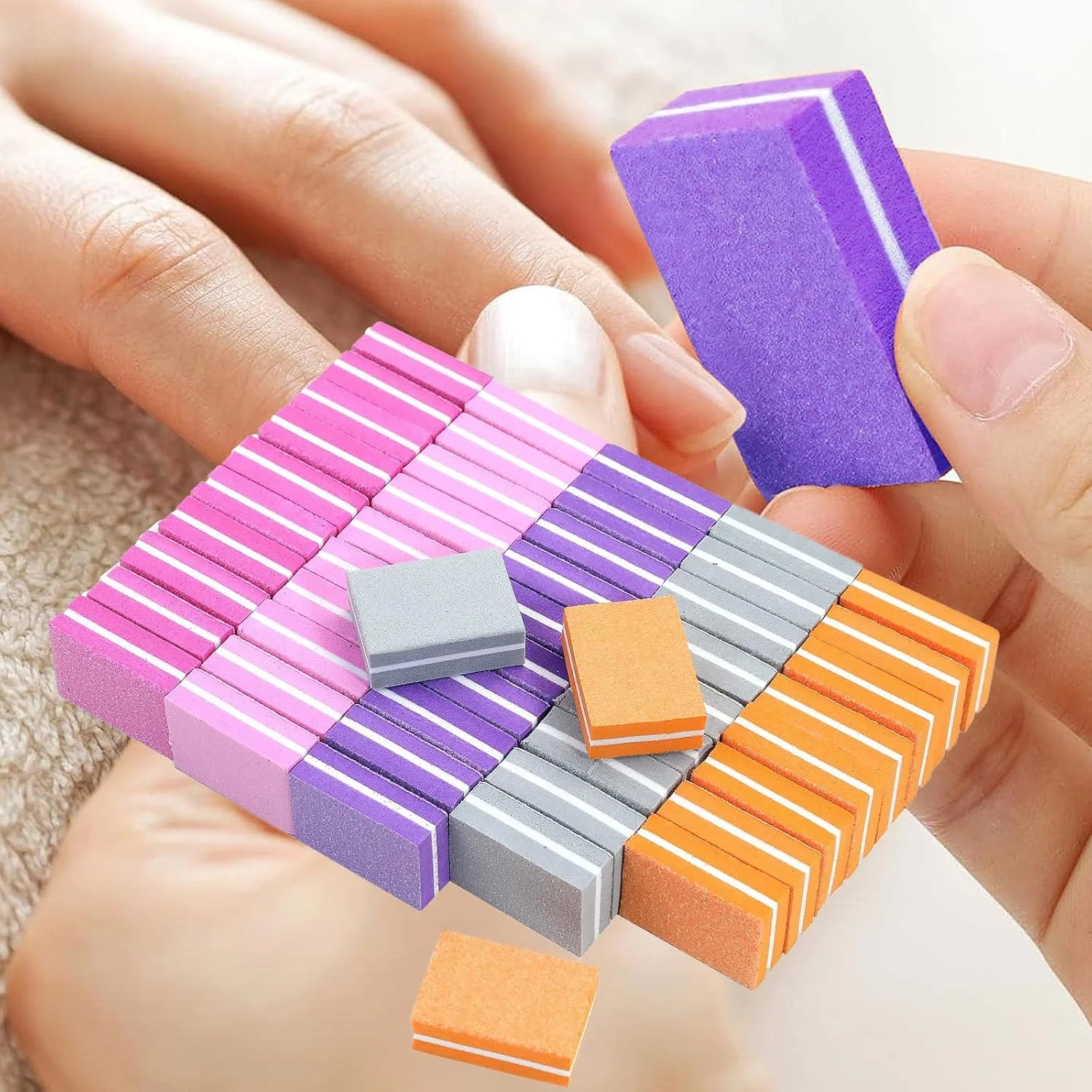 بسته 50 عددی بافر ناخن، مینی بافر بلاک سوهان ناخن گریت 100/180 و سوهان پولیش و سمباده