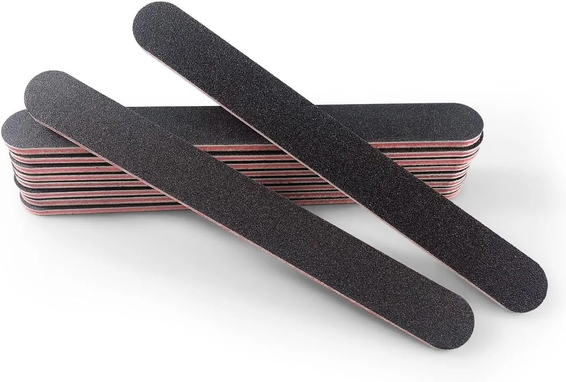 سوهان ناخن - سمباده دو طرفه برای ناخن، درجه زبری 100/180، ابزار مانیکور پدیکور قابل استفاده مجدد برای زنان و مردان - مشکی، بسته 10 عددی
