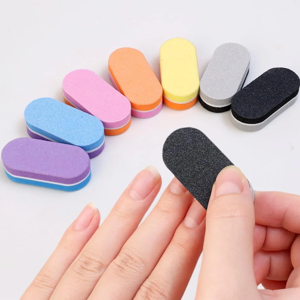 سوهان ناخن مینی دو طرفه، بلوک پولیش ناخن، بافر سمباده لاک ناخن اسفنجی رنگارنگ