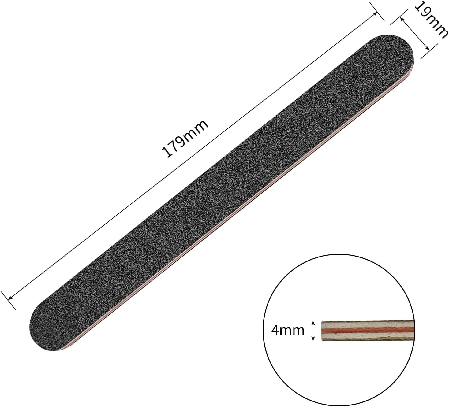 سوهان ناخن - سمباده دو طرفه برای ناخن، درجه زبری 100/180، ابزار مانیکور پدیکور قابل استفاده مجدد برای زنان و مردان - مشکی، بسته 10 عددی