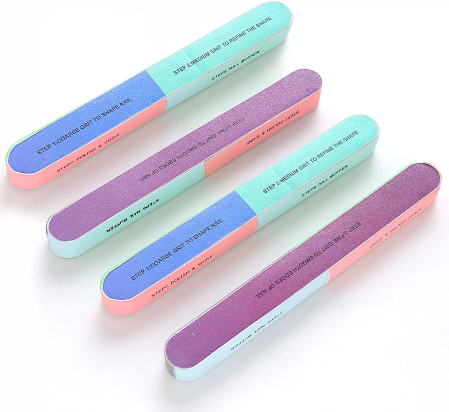 ست سوهان و بافر ناخن حرفه ای 4 عددی - سوهان ناخن 7 طرفه برای شکل دادن، صاف کردن و براق کردن ناخن های طبیعی