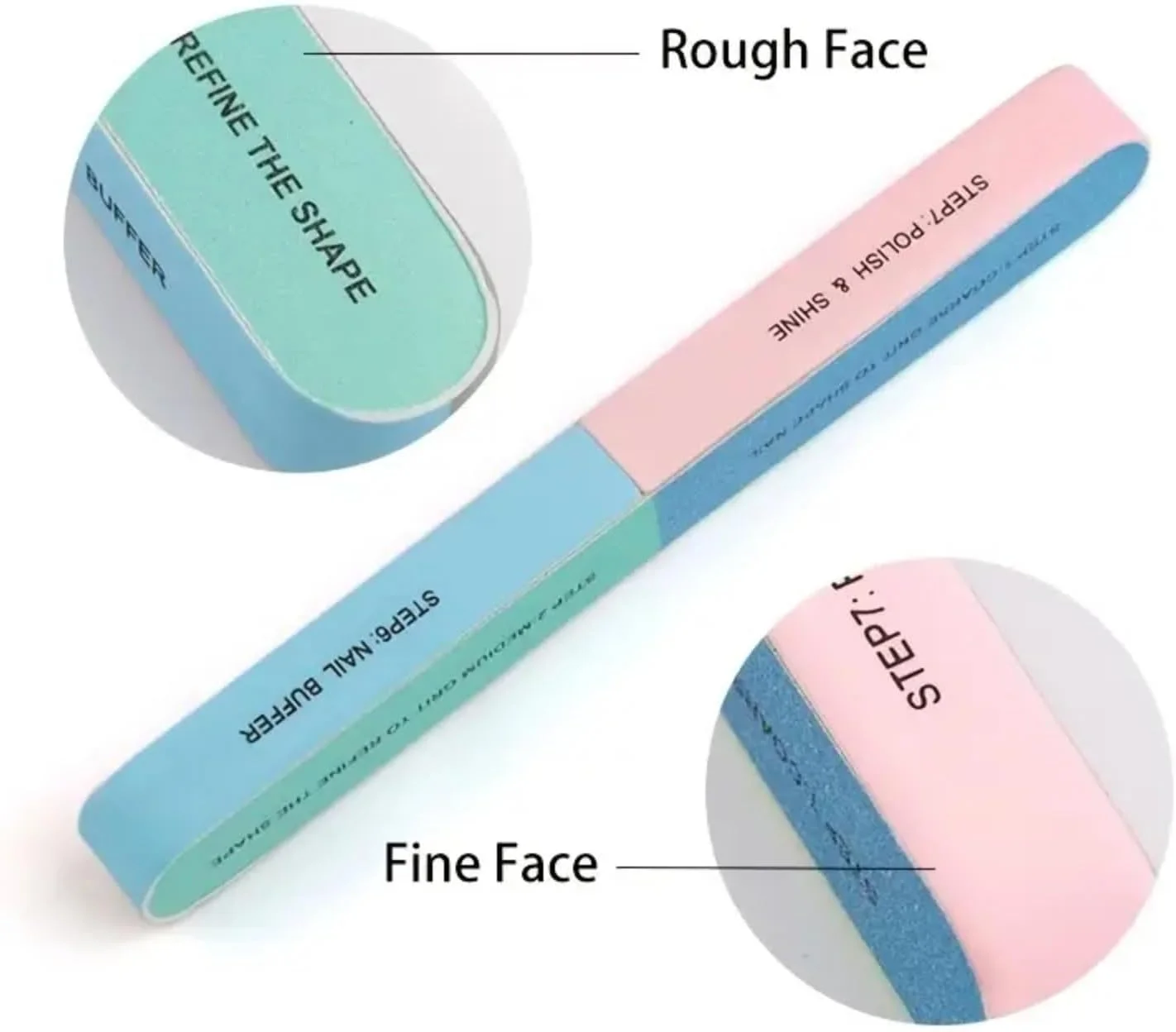 مجموعه سوهان ناخن چند طرفه 3 عددی - میله های سمباده حرفه ای 6 در 1 با اسفنج پولیش، ابزار هنری ناخن با دانه بندی 180/240/3000 برای مانیکور سالن و منزل
