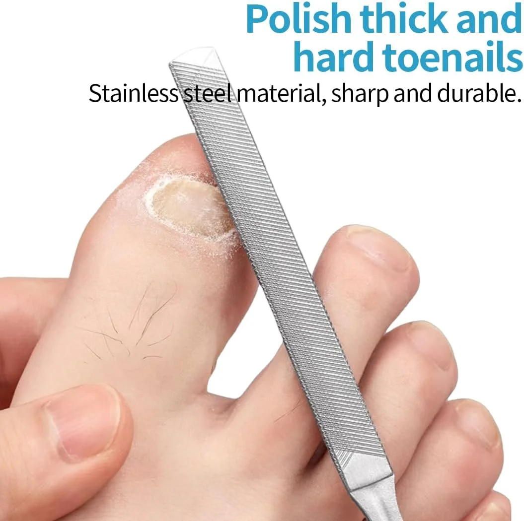 دو عدد سوهان ناخن پا برای ناخن های ضخیم، سوهان چهار طرفه مقاوم، سوهان بلند استیل ضد زنگ