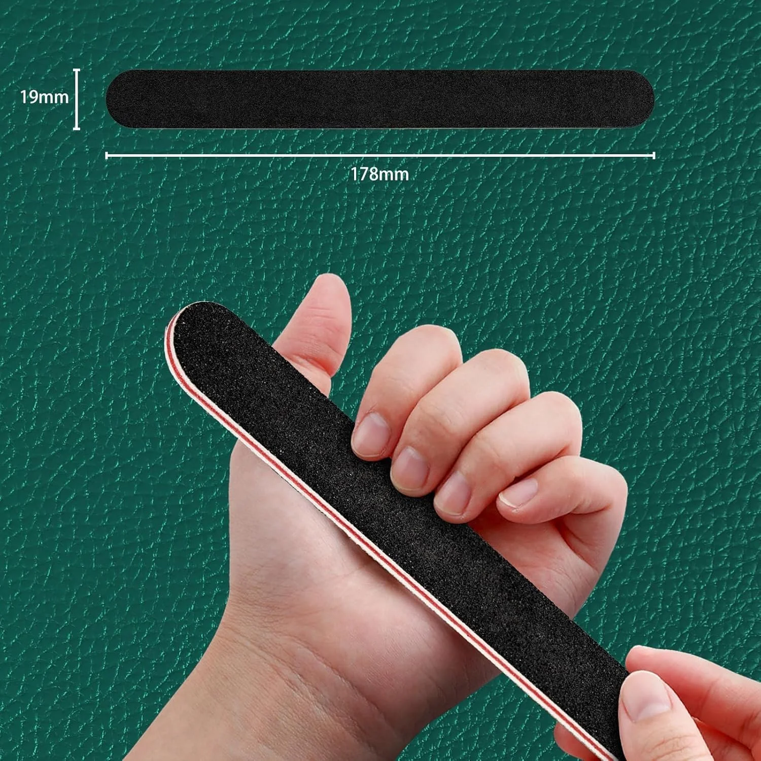 ست سوهان و بافر ناخن بلند و صاف 6 عددی مشکی درجه زبری 100/180 مناسب برای خانه و سالن، ابزار بادوام و سمباده ناخن