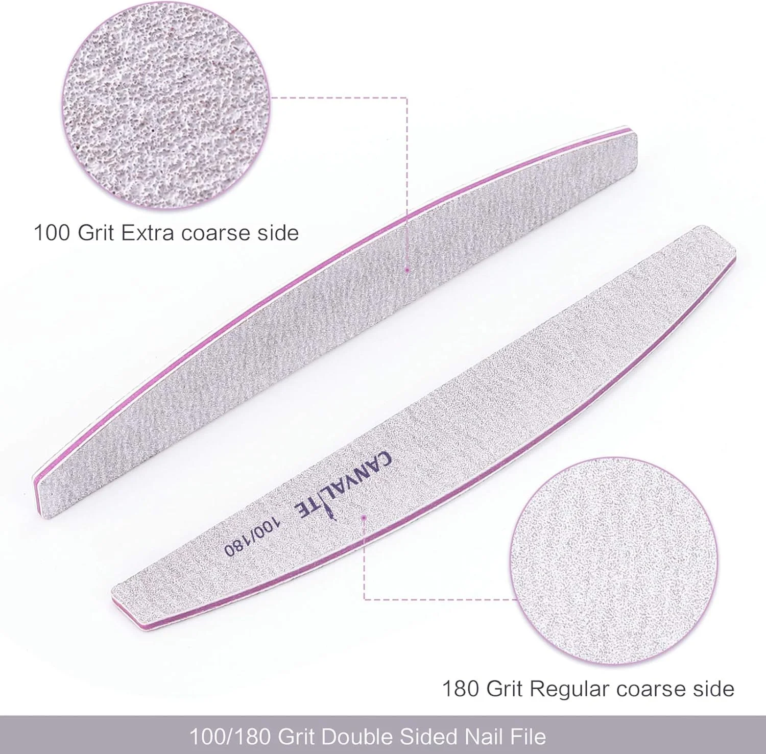 سوهان ناخن حرفه ای Canvalite، 10 عددی، سمباده دو طرفه (دانه بندی 100/180)، ابزار طراحی ناخن، ابزار پیرایش حیوانات خانگی برای استفاده در منزل و سالن