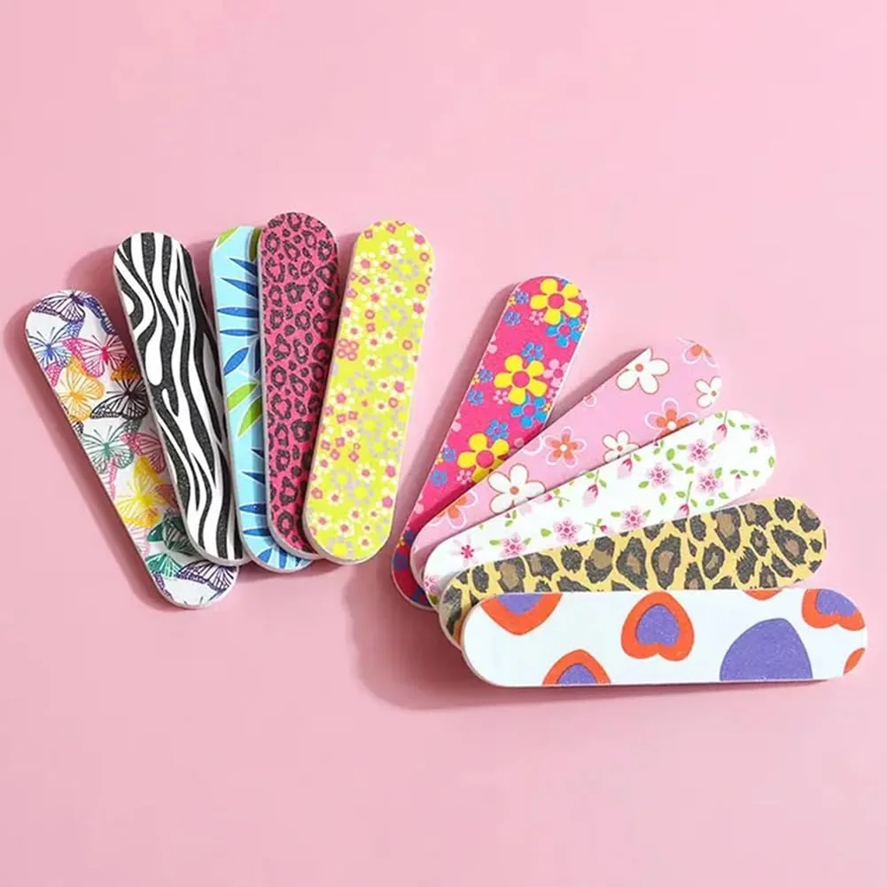 ست ۱۰ عددی مینی سوهان ناخن: دو طرفه، مناسب برای ناخن های طبیعی، مناسب برای استفاده در خانه، سالن و مسافرت - یکبار مصرف و در رنگ های مختلف