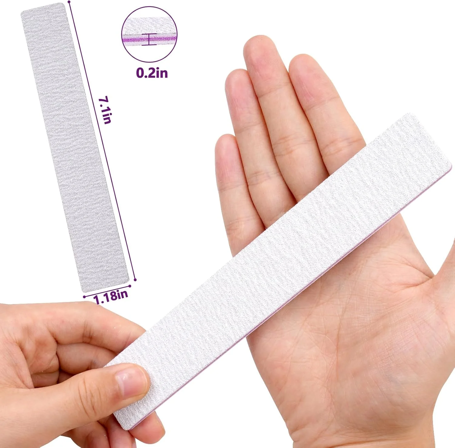 سوهان ناخن 8 عددی با درجه زبری 100/180، سوهان دو طرفه برای ناخن های طبیعی و اکریلیک، ابزار سوهان ناخن حرفه ای قابل شستشو و استفاده مجدد برای استفاده در منزل و سالن