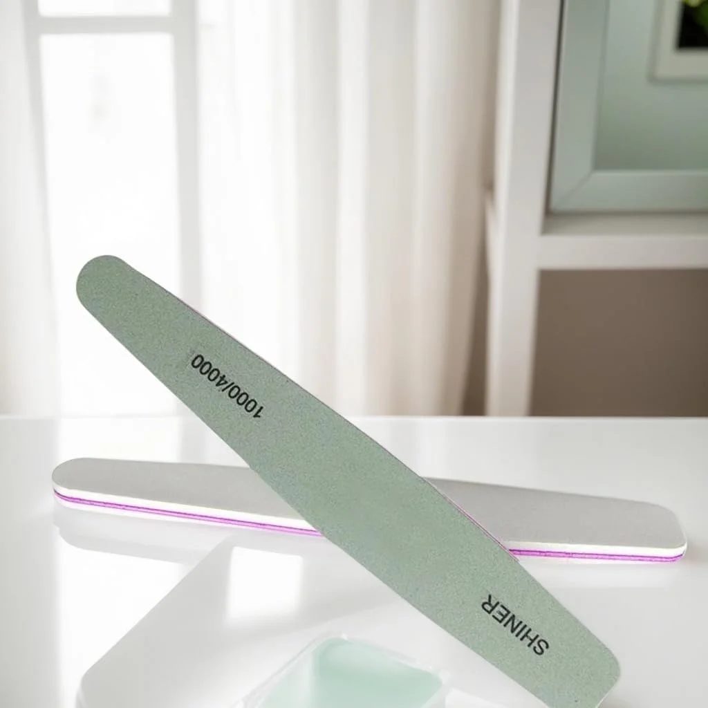 سوهان ناخن و بافر ناخن، سوهان و بافر برای ناخن، سمباده ناخن، کیت سوهان و براق کننده ناخن، بلوک بافر ناخن درجه زبری 100/180، سوهان ناخن انگشت (سبز روشن)