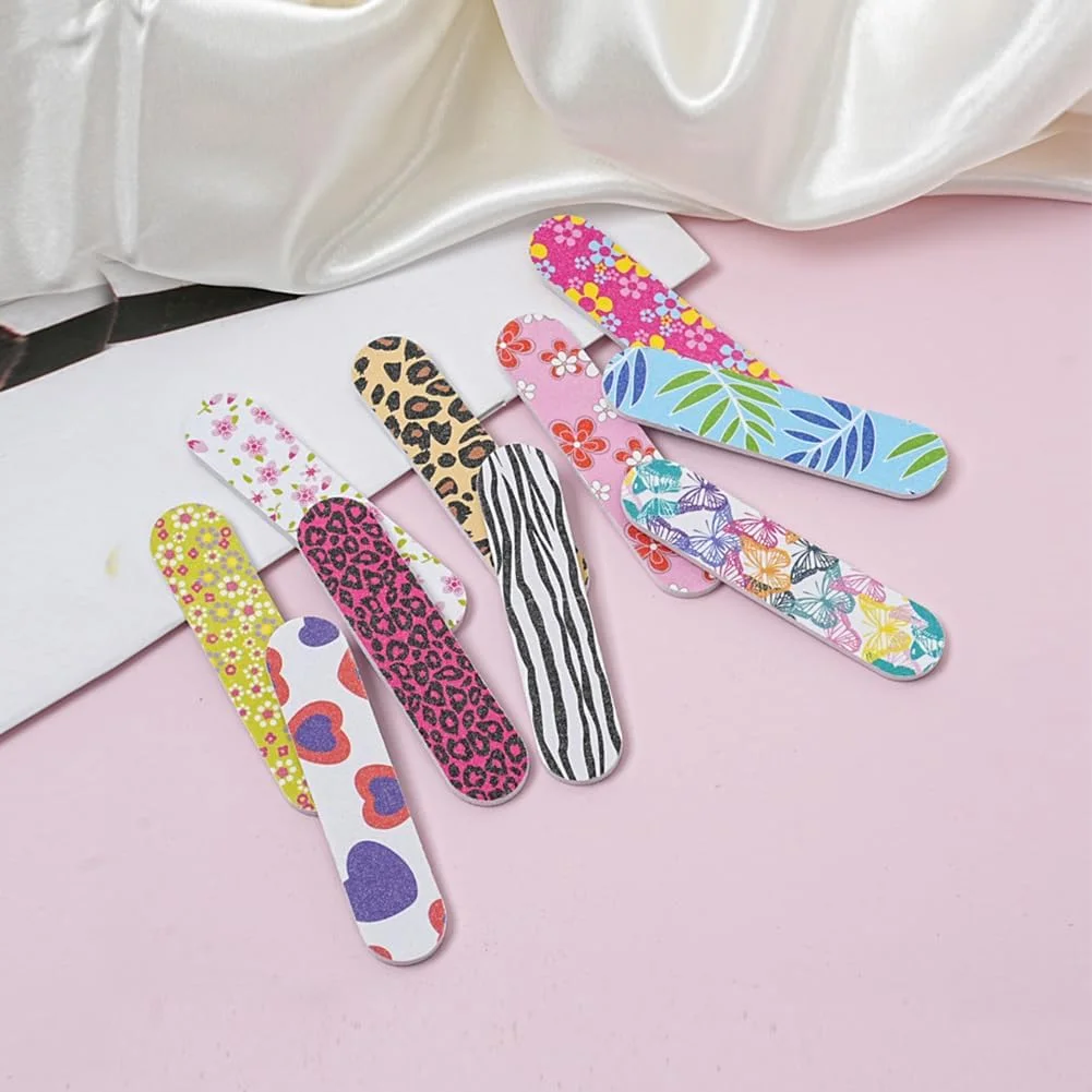 ست ۱۰ عددی مینی سوهان ناخن: دو طرفه، مناسب برای ناخن های طبیعی، مناسب برای استفاده در خانه، سالن و مسافرت - یکبار مصرف و در رنگ های مختلف