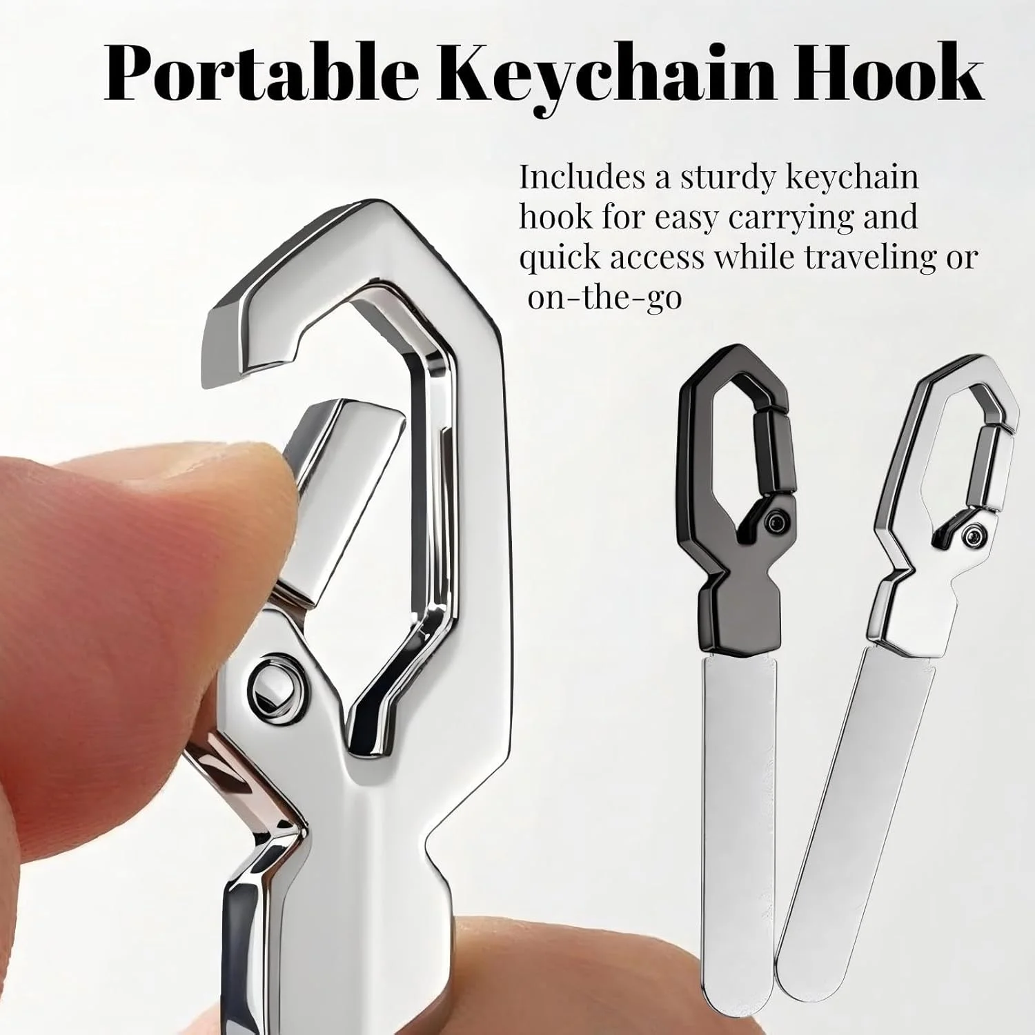 سوهان ناخن فلزی مسافرتی، دو طرفه با قلاب جاکلیدی، سوهان استیل ضد زنگ برای ناخن های دست و پا، نقره ای