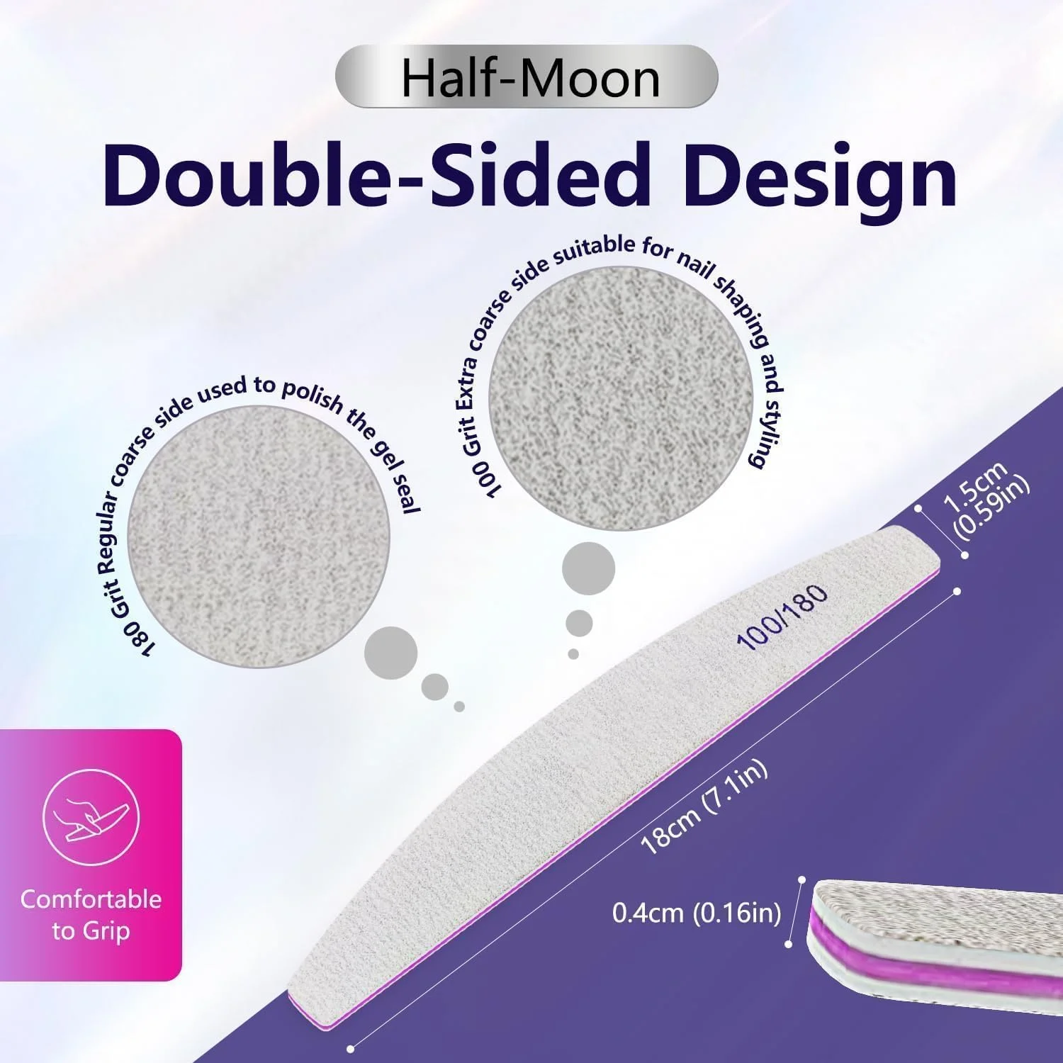 سوهان ناخن حرفه ای 12 عددی McMola، درجه زبری 100/180، سوهان بافر ناخن دو طرفه، ابزار مانیکور برای خانه و سالن (سفید)