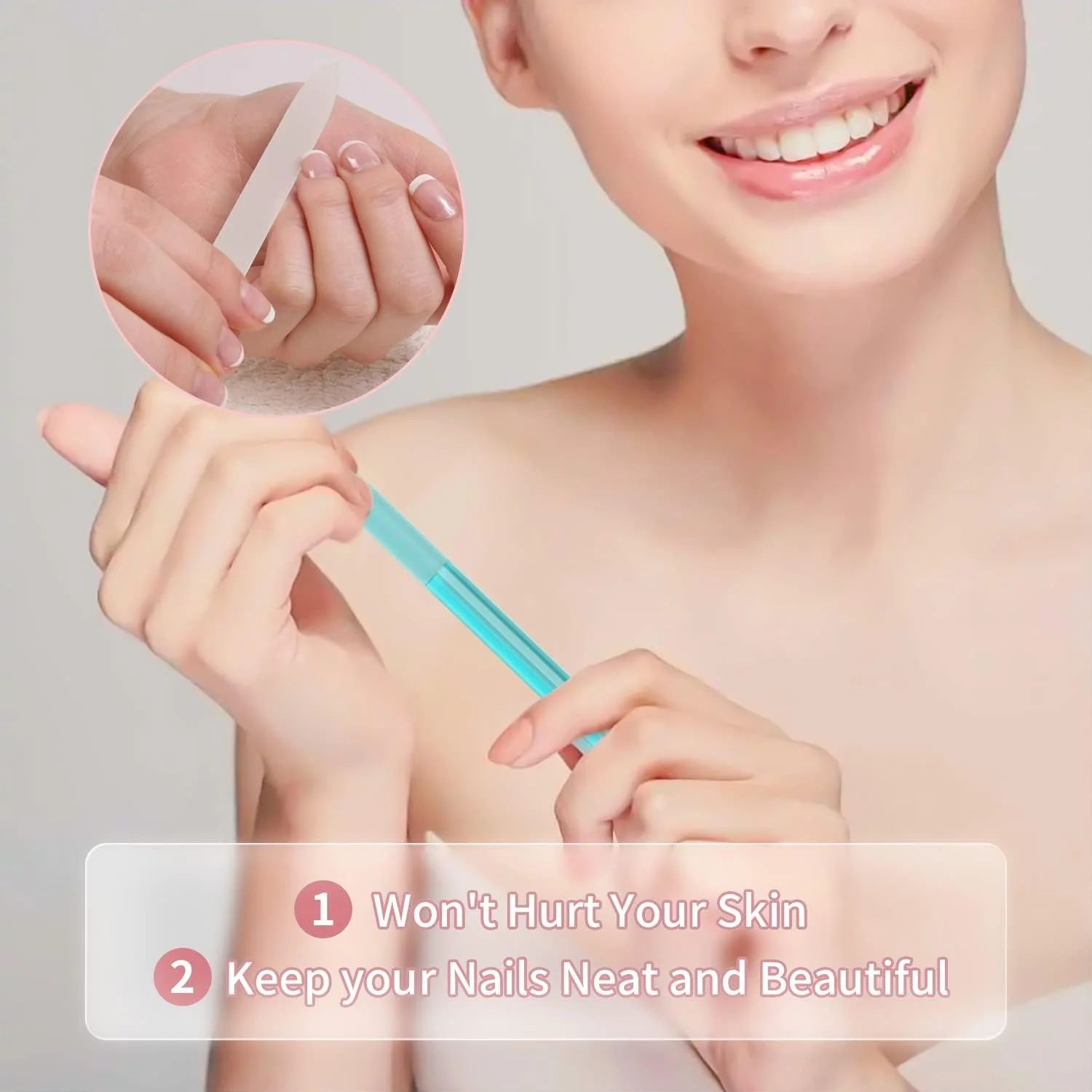 ست سوهان ناخن و عقب زننده کوتیکول شیشه ای 3 عددی CANIPHA - شیشه کریستالی دو طرفه با دانه بندی - چوب مراقبت از کوتیکول برای زنان سالن های ناخن منازل (صورتی، آبی، شفاف)