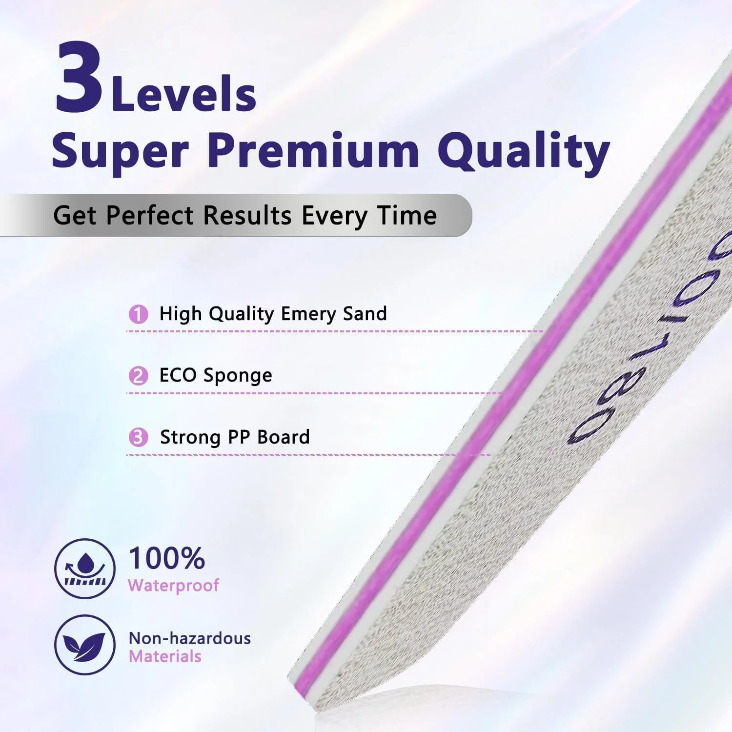 سوهان ناخن حرفه ای 12 عددی McMola، درجه زبری 100/180، سوهان بافر ناخن دو طرفه، ابزار مانیکور برای خانه و سالن (سفید)