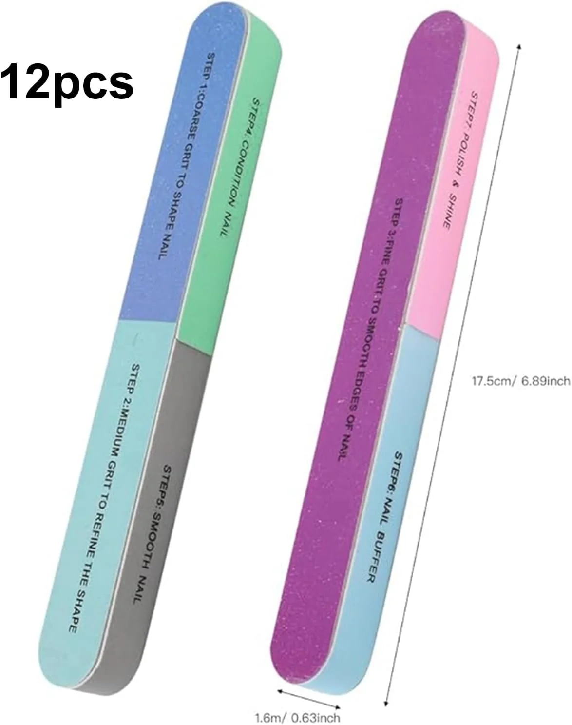 مجموعه ۱۲ عددی سوهان ناخن چند سطحی، ابزار مراقبت از ناخن، مناسب استفاده حرفه ای در منزل، سالن و مسافرت