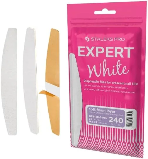 سوهان ناخن هلالی یکبار مصرف STALEKS PRO Expert 40 با پایه فوم نرم، چسبی، سفید، 30 عدد (دانه بندی 240) سوهان ناخن هلالی یکبار مصرف STALEKS PRO Expert 40 با پایه فوم نرم، چسبی، سفید، 30 عدد (دانه بندی 240)