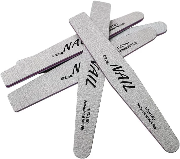سوهان ناخن برای ناخن های طبیعی، ست 6 عددی سوهان ناخن دو طرفه الماس شکل با درجه زبری 100/180، لبه ملایم برای استفاده در منزل/سالن