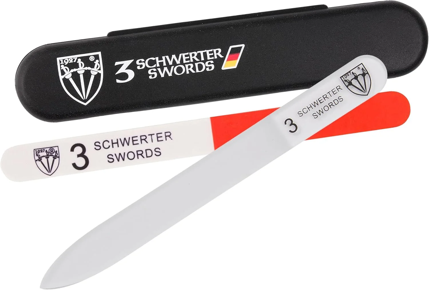 سوهان ناخن شیشه ای دو طرفه با کیفیت عالی از برند تری سورز آلمان، مناسب برای خانم ها و دختران، ایده آل برای ناخن های طبیعی، مصنوعی، ژلی و اکریلیک، به همراه بافر ناخن و جعبه محافظ برای مسافرت (70313)