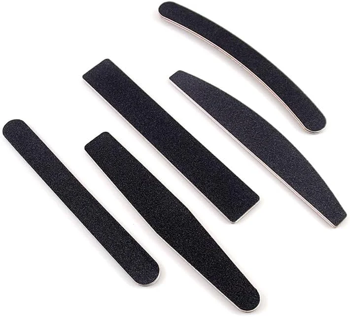 سوهان ناخن سمباده ای (بسته 10 عددی)، سوهان ناخن چوبی دانه بندی 100/180 برای ناخن های طبیعی، 7 اینچی، مجموعه ابزار مانیکور یکبار مصرف برای سالن خانگی، انحنای مشکی
