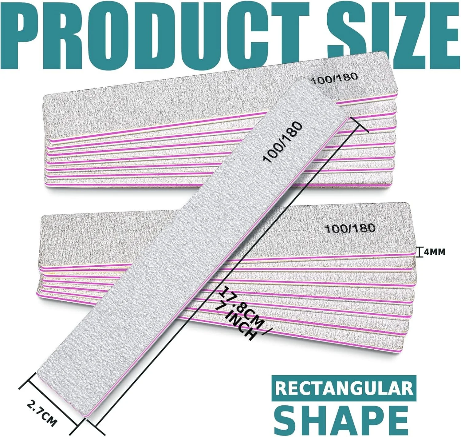 مجموعه ۲۵ عددی سوهان ناخن برای ناخن های طبیعی، ابزار مانیکور سوهان بافر ناخن دو طرفه برای ناخن های اکریلیک و ژل، سوهان های سمباده ای حرفه ای برای حالت دادن، درجه زبری ۱۰۰/۱۸۰