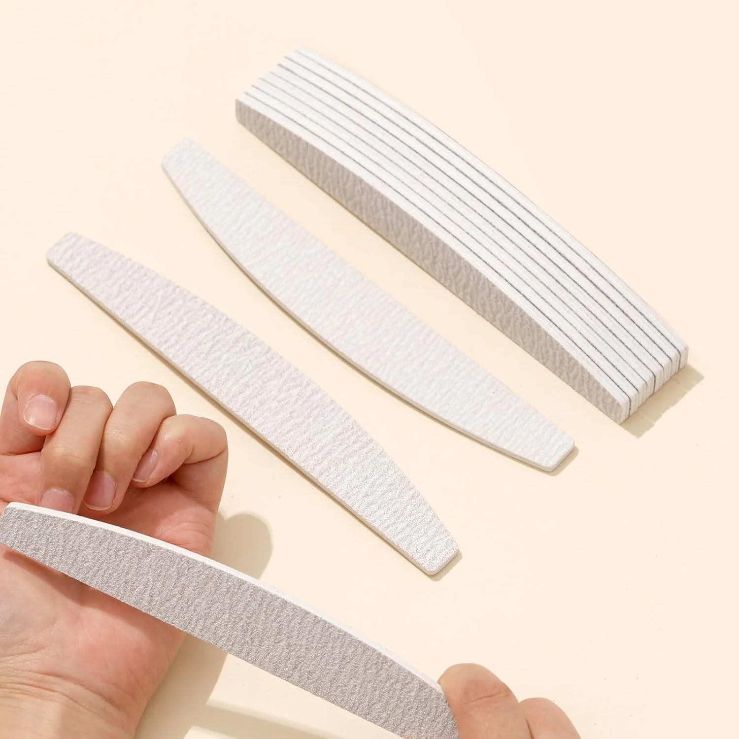 سوهان ناخن، بسته 10 عددی، سمباده دو طرفه با درجه زبری 100/180 برای ناخن های طبیعی و اکریلیک، سوهان ناخن حرفه ای قابل استفاده مجدد برای مانیکور، خاکستری