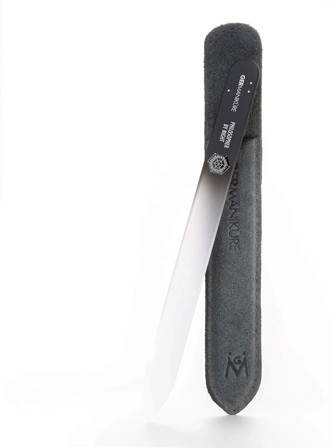 سوهان ناخن شیشه ای کریستالی دو طرفه اصل چک GERmanikure PHILOSOPHER BY NIGHT به همراه کیف چرمی محافظ