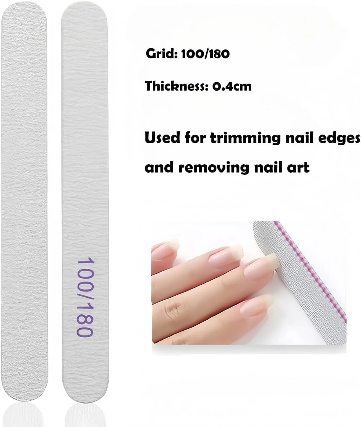 بسته 6 عددی سوهان ناخن سمباده ای ضخیم خاکستری با درجه زبری 100/180، قابل شستشو برای ناخن های صاف و لوازم بادوام شکل دهی