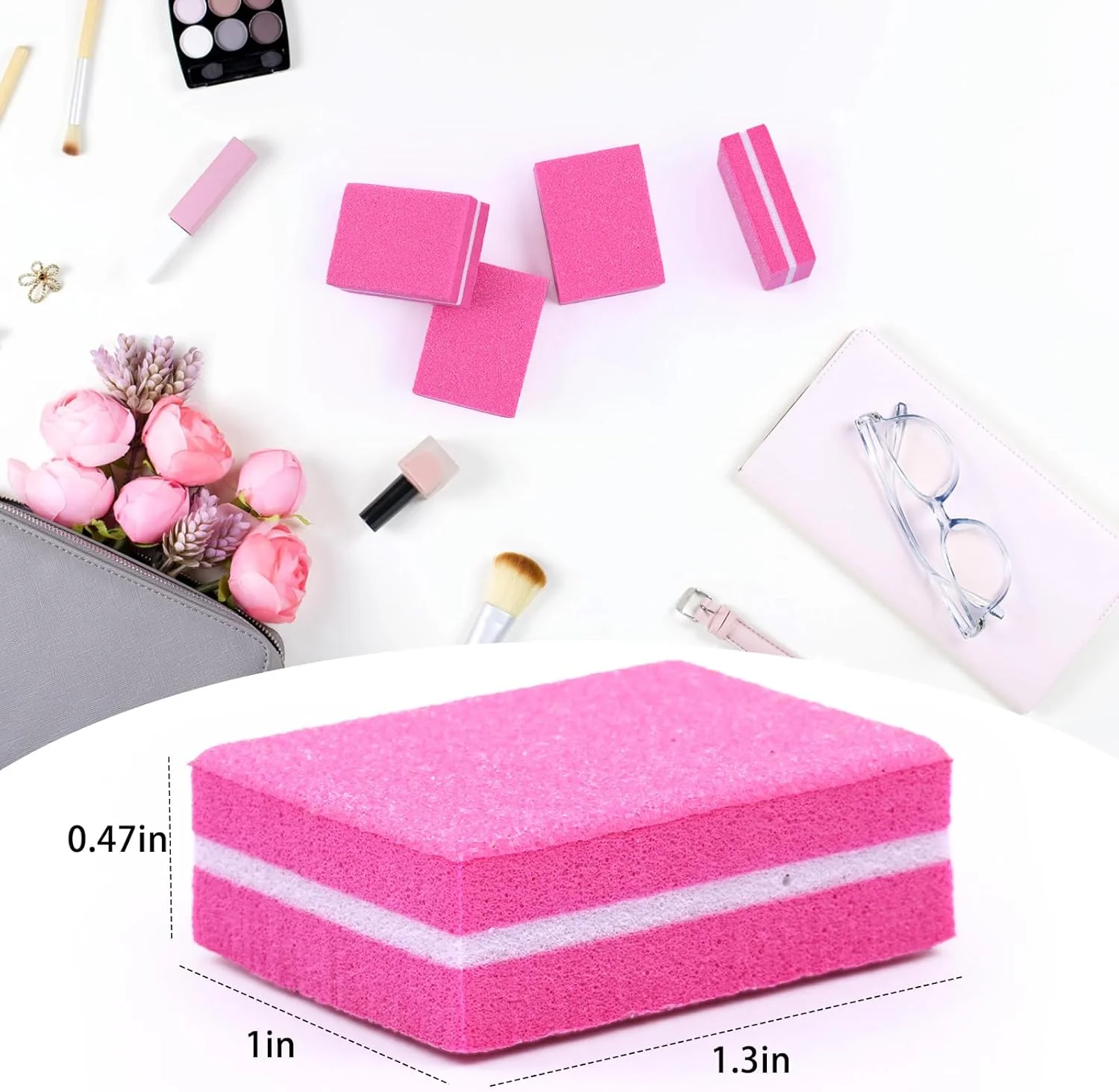 بافر ناخن (بسته 30 عددی)، بافر ناخن مینی برای ناخن های اکریلیک و ناخن های طبیعی، ابزار مانیکور بلوک بافر ناخن گریت 80/80