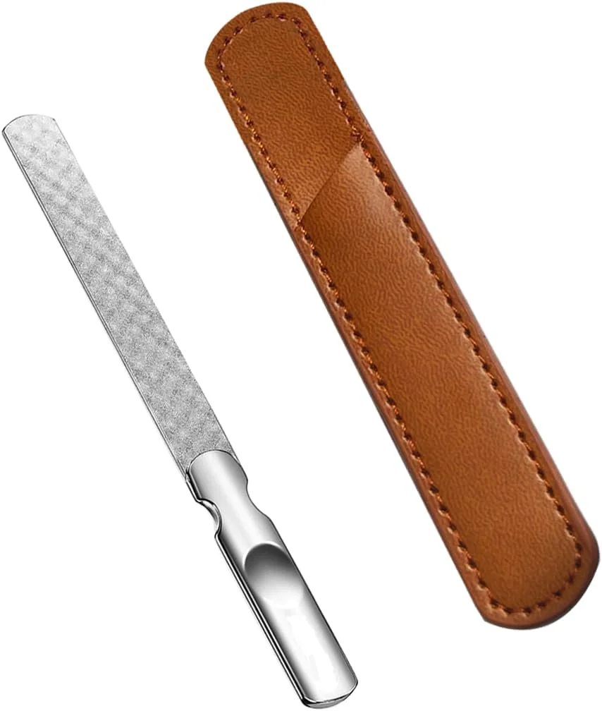 سوهان ناخن فلزی - سوهان ناخن دو طرفه برای آقایان و بانوان به همراه کیف محافظ مسافرتی، دسته ضد لغزش ارگونومیک، قابل شستشو و استفاده مجدد، برای ناخن های دست و پا