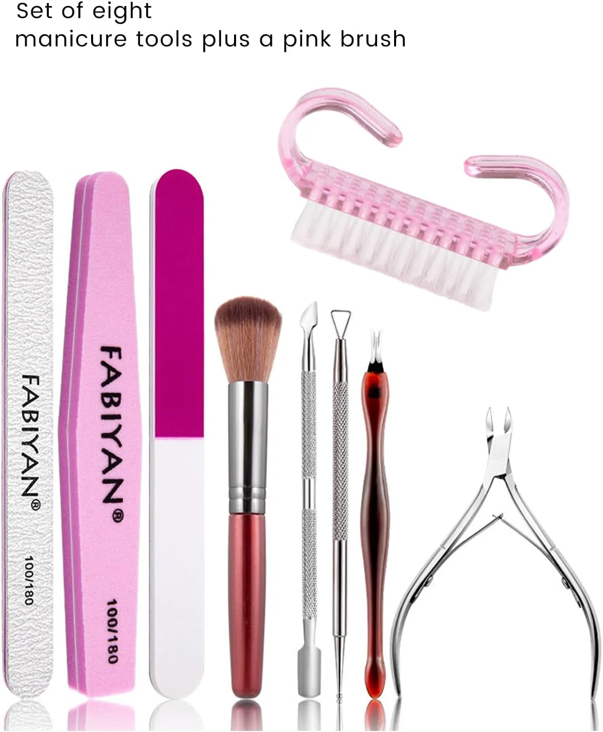 ست ۸ تکه مراقبت از ناخن، مجموعه ابزار مانیکور و پدیکور با سوهان ناخن، بافر ناخن، نیپر کوتیکول و ابزار پیرایش کوتیکول برای بانوان، کیت آماده سازی ناخن برای استفاده در منزل یا سالن