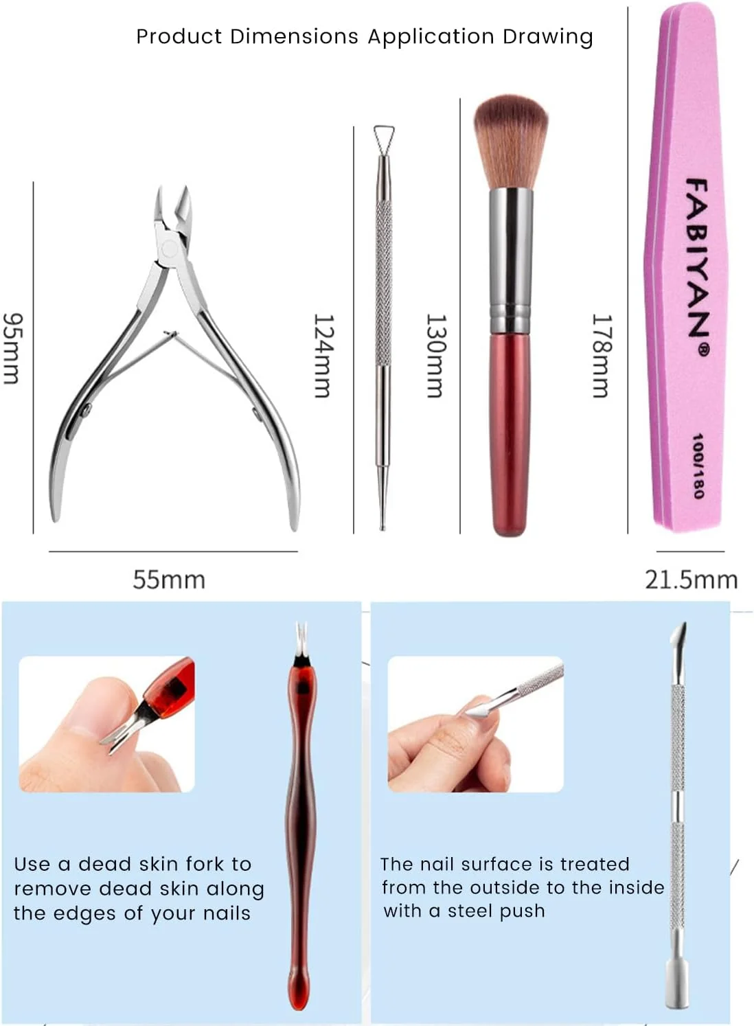 ست ۸ تکه مراقبت از ناخن، مجموعه ابزار مانیکور و پدیکور با سوهان ناخن، بافر ناخن، نیپر کوتیکول و ابزار پیرایش کوتیکول برای بانوان، کیت آماده سازی ناخن برای استفاده در منزل یا سالن
