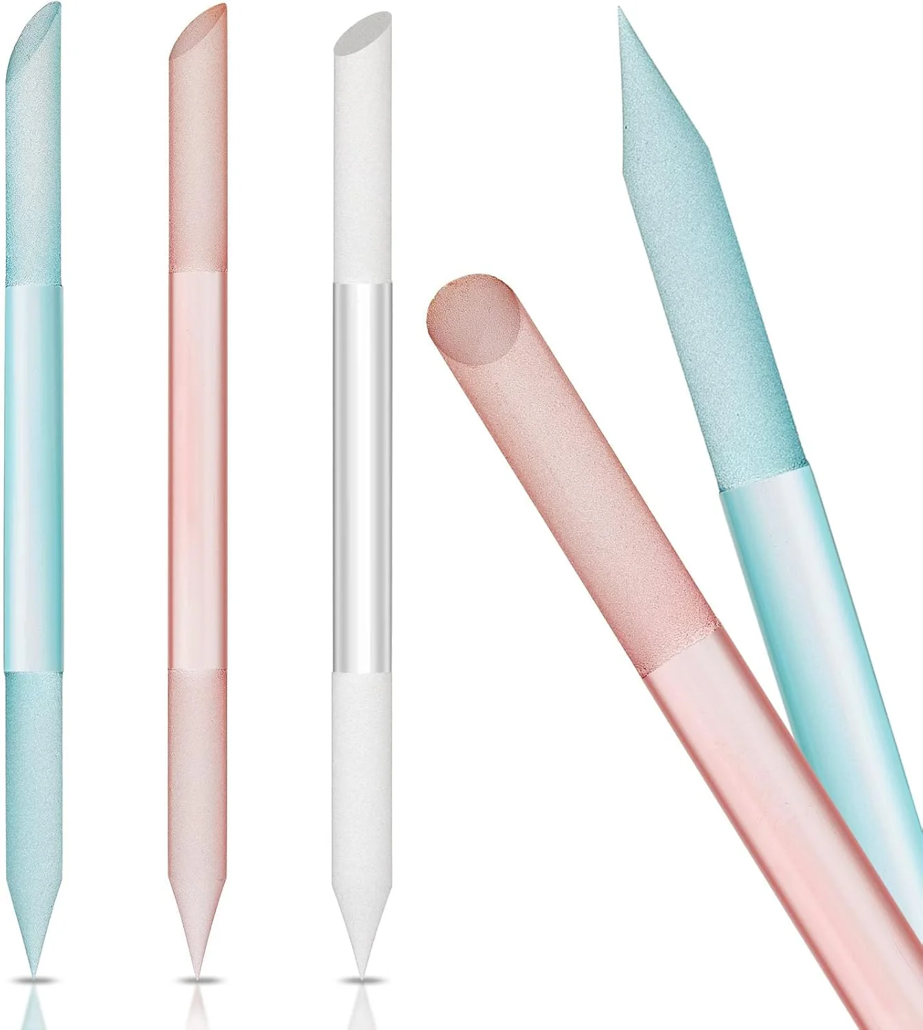 سوهان ناخن شیشه ای SYOSI، 3 عددی، ابزار مانیکور و پدیکور دو طرفه برای مراقبت از ناخن و پوست (صورتی، آبی، شفاف)