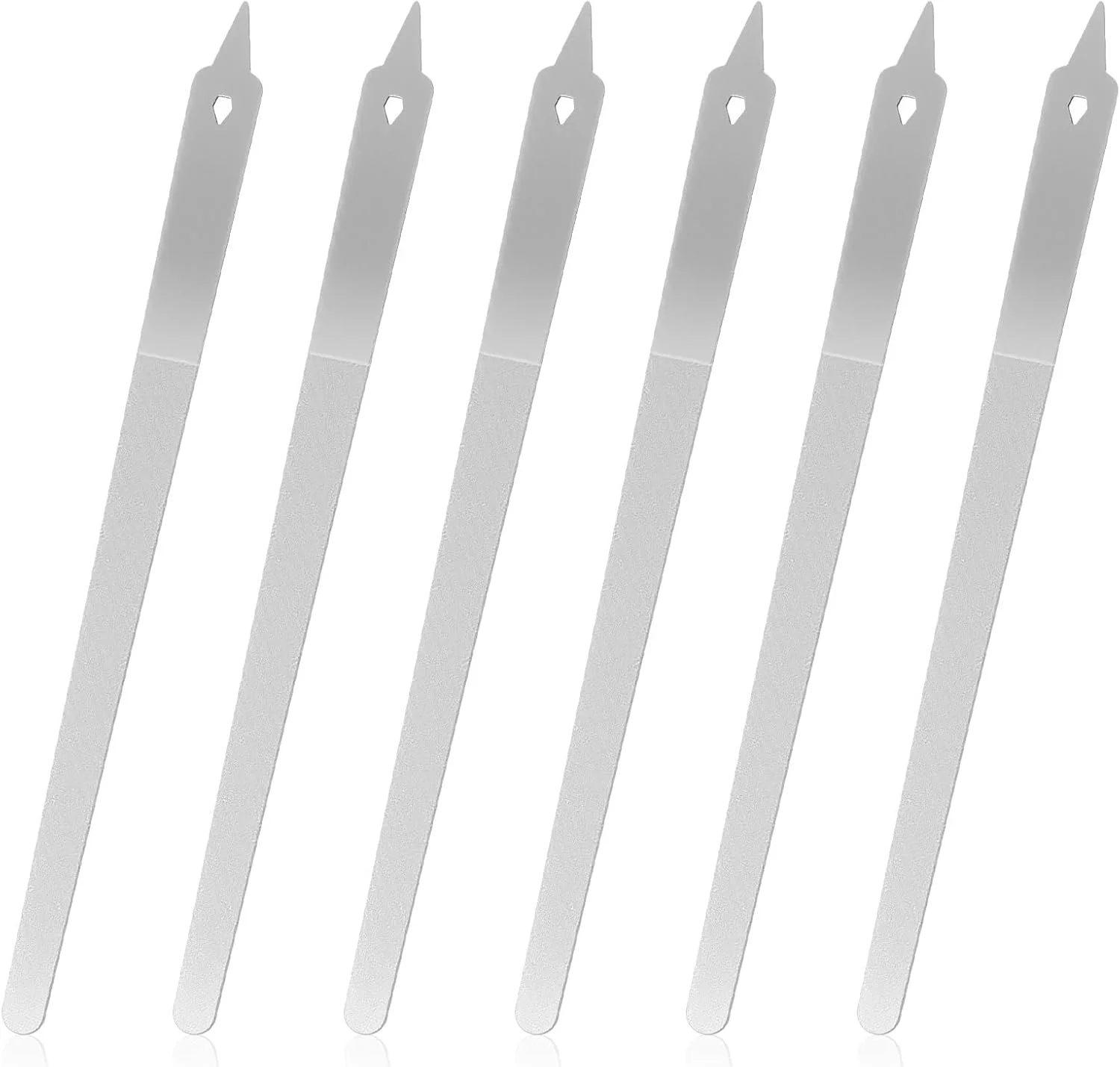 سوهان ناخن پودر الماس - پرداخت کننده ناخن استیل ضد زنگ با سوهان های فلزی ناخن با نوک تیز، برای مانیکور و پدیکور ناخن های طبیعی - 6 عددی (15 سانتی متر)