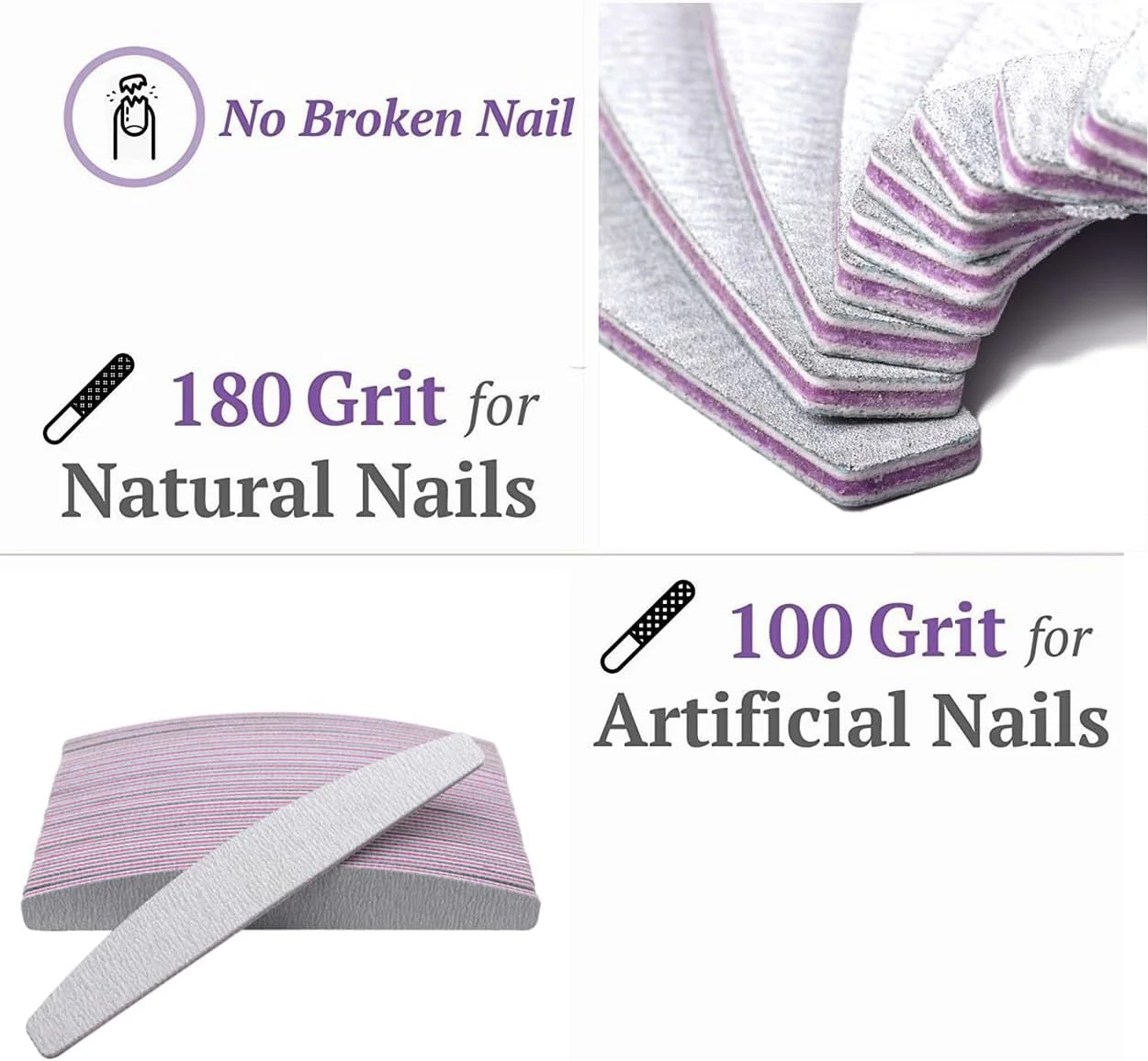 بافر سوهان ناخن 10 عددی، درجه زبری 100/180، بلوک سوهان ناخن هلالی برای لاک ژل، ابزار مانیکور ژل کاشت ناخن بافر سوهان ناخن 10 عددی، درجه زبری 100/180، بلوک سوهان ناخن هلالی برای لاک ژل، ابزار مانیکور ژل کاشت ناخن