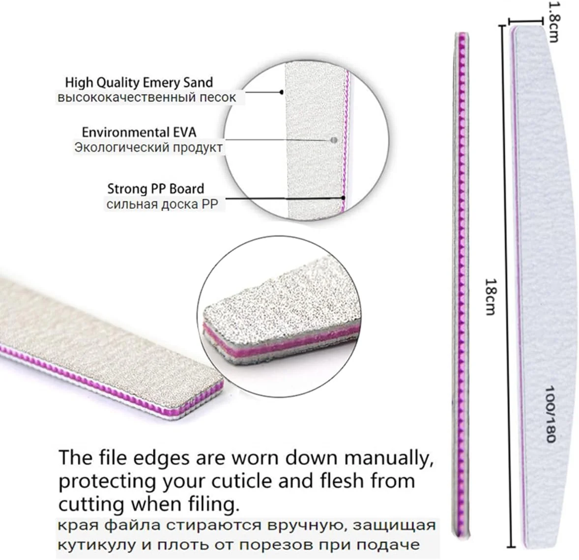 بافر سوهان ناخن 10 عددی، درجه زبری 100/180، بلوک سوهان ناخن هلالی برای لاک ژل، ابزار مانیکور ژل کاشت ناخن بافر سوهان ناخن 10 عددی، درجه زبری 100/180، بلوک سوهان ناخن هلالی برای لاک ژل، ابزار مانیکور ژل کاشت ناخن