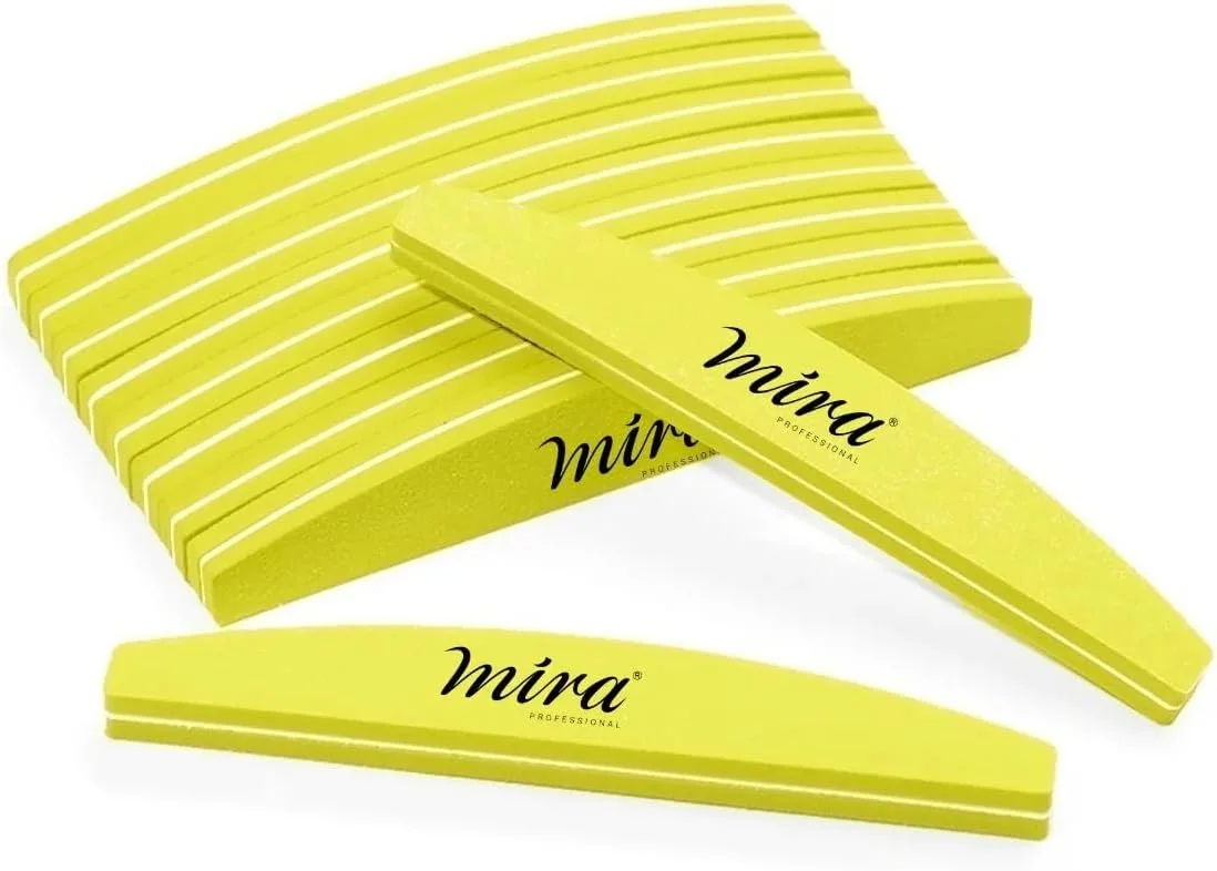 سوهان ناخن حرفه ای هلالی اسفنجی 705 زرد برای طراحی ناخن میرا 10 عددی