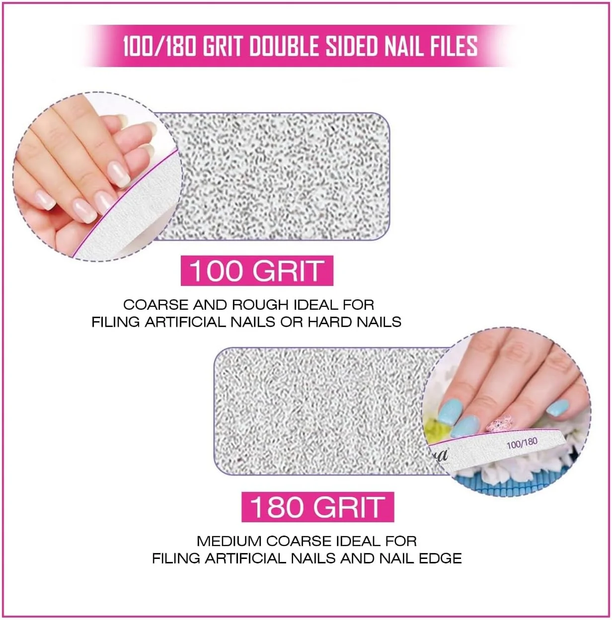 سوهان ناخن حرفه ای هلالی 709 صورتی برای طراحی ناخن میرا بسته 25 عددی سوهان ناخن حرفه ای هلالی 709 صورتی برای طراحی ناخن میرا بسته 25 عددی