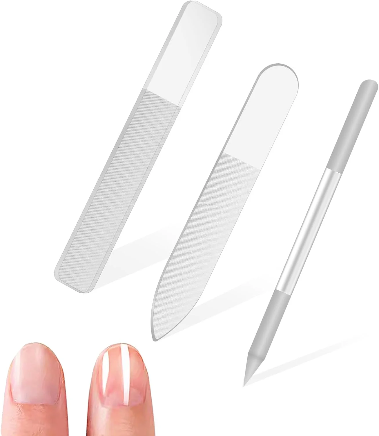 ست ۳ عددی سوهان ناخن شیشه ای برای ناخن های طبیعی، بافر و براق کننده ناخن شیشه ای، ابزار حرفه ای کریستالی مانیکور دو طرفه، ست ابزار مانیکور پدیکور برای شکل دادن، صاف کردن و صیقل دادن ناخن ها