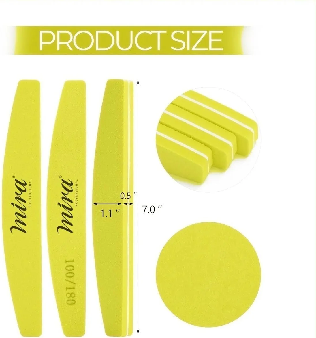 سوهان ناخن حرفه ای هلالی اسفنجی 705 زرد برای طراحی ناخن میرا 10 عددی