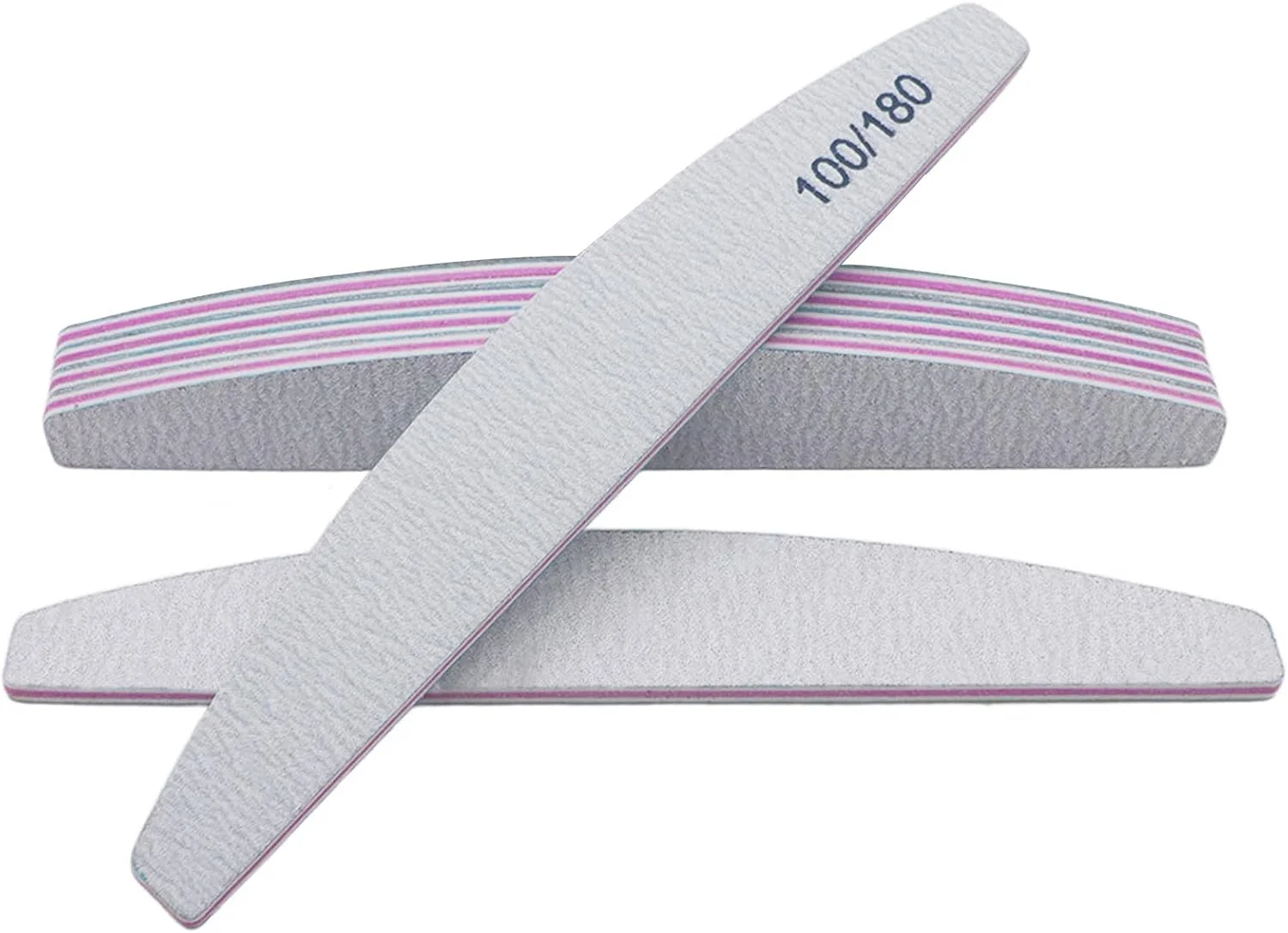 ست 6 عددی سوهان ناخن حرفه ای 100/180، سمباده های هلالی بادوام دو طرفه برای ناخن های اکریلیک/ژل/طبیعی، مجموعه ابزار مانیکور ارگونومیک برای استفاده در سالن و منزل و حیوانات خانگی (سفید)