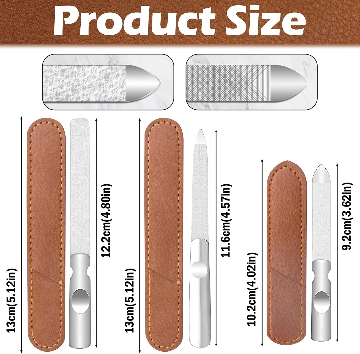سوهان ناخن دو طرفه FUG، 3 عددی، سوهان ناخن پا استیل ضد زنگ به همراه کیف، کیت برای آقایان و بانوان