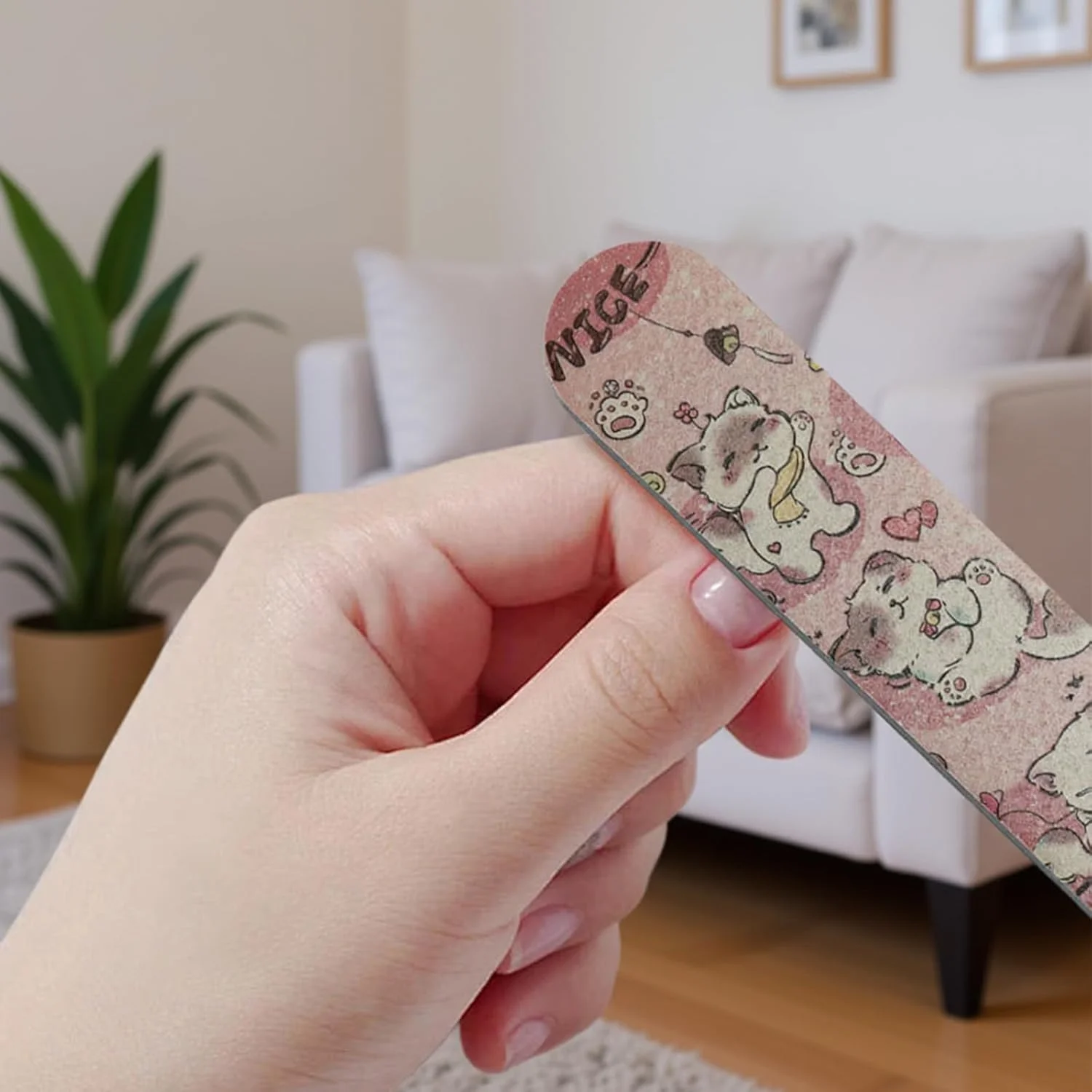 سوهان ناخن ۱۰ عددی، سوهان سمباده ای با درجه زبری ۱۰۰/۱۸۰ برای ناخن های طبیعی و ناخن های اکریلیک، دو طرفه حرفه ای با طرح های جالب، صورتی و قابل استفاده مجدد