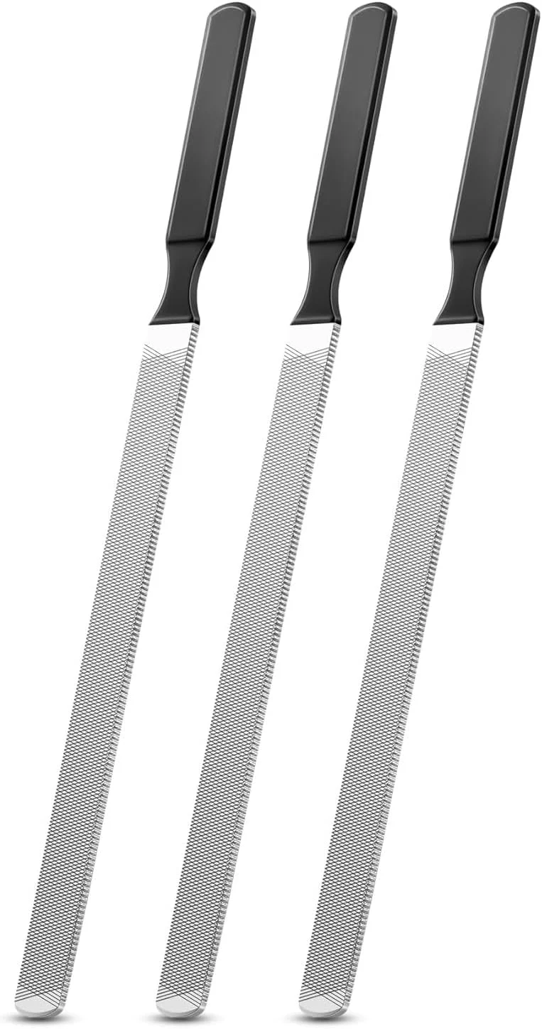 ۳ عدد سوهان ناخن بلند حرفه ای استیل ضد زنگ برای ناخن های ضخیم، سوهان ناخن پا برای آقایان و بانوان، سطح سوهان دو طرفه ۷ اینچی، ابزار مراقبت از ناخن بادوام و کارآمد