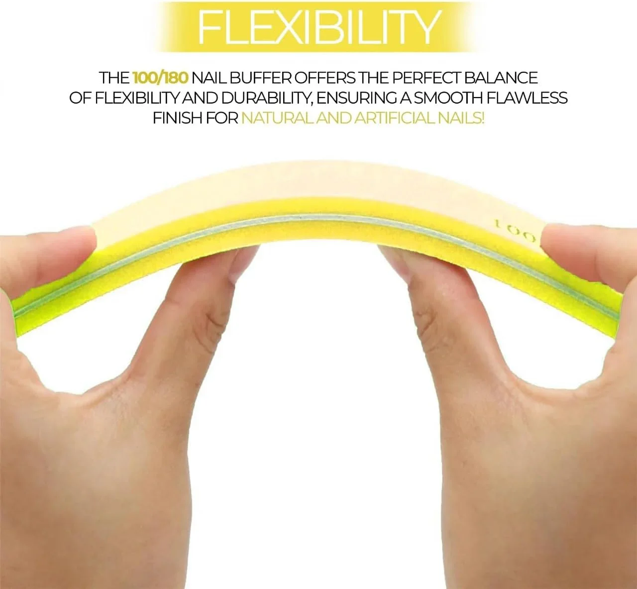 سوهان ناخن حرفه ای هلالی اسفنجی 705 زرد برای طراحی ناخن میرا 10 عددی