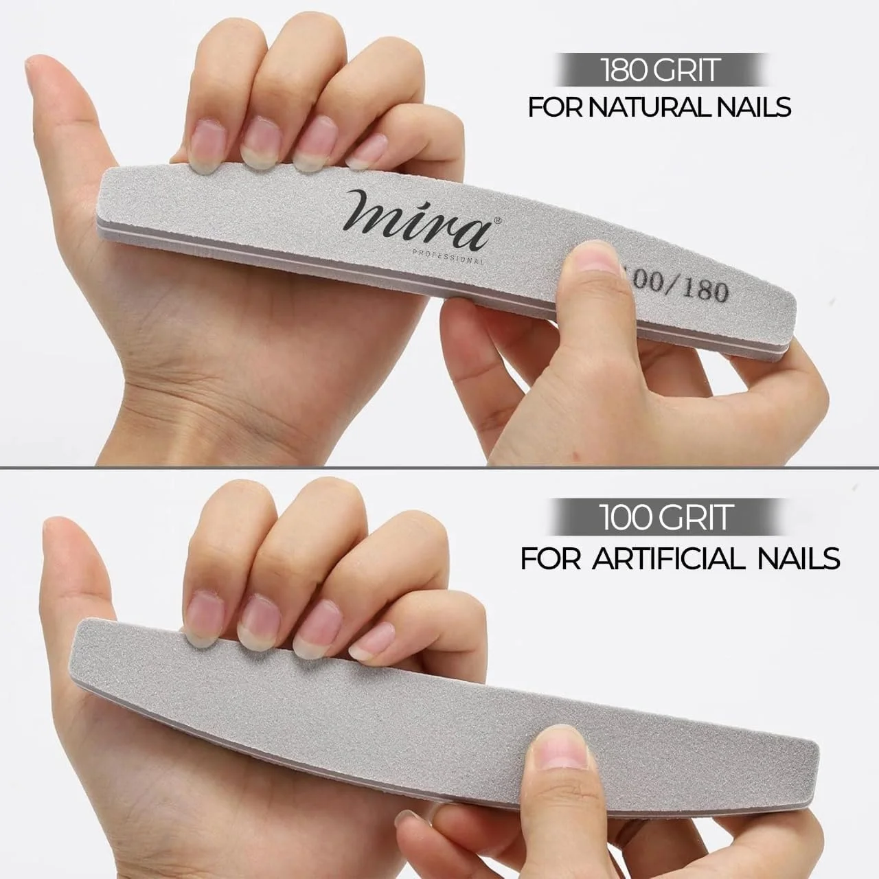 سوهان ناخن حرفه ای هلالی اسفنجی 706 خاکستری برای طراحی ناخن میرا 10 عددی