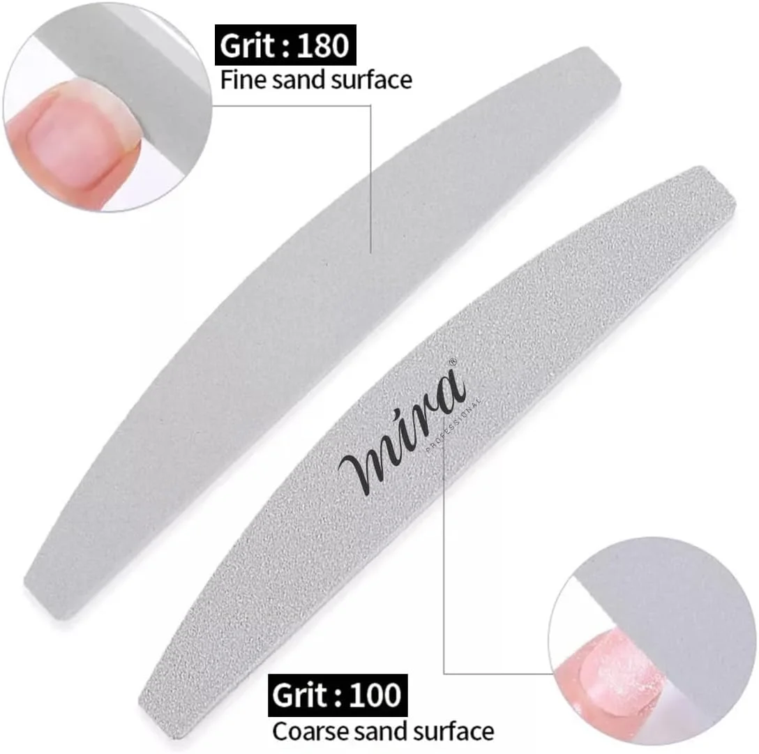 سوهان ناخن حرفه ای هلالی اسفنجی 706 خاکستری برای طراحی ناخن میرا 10 عددی