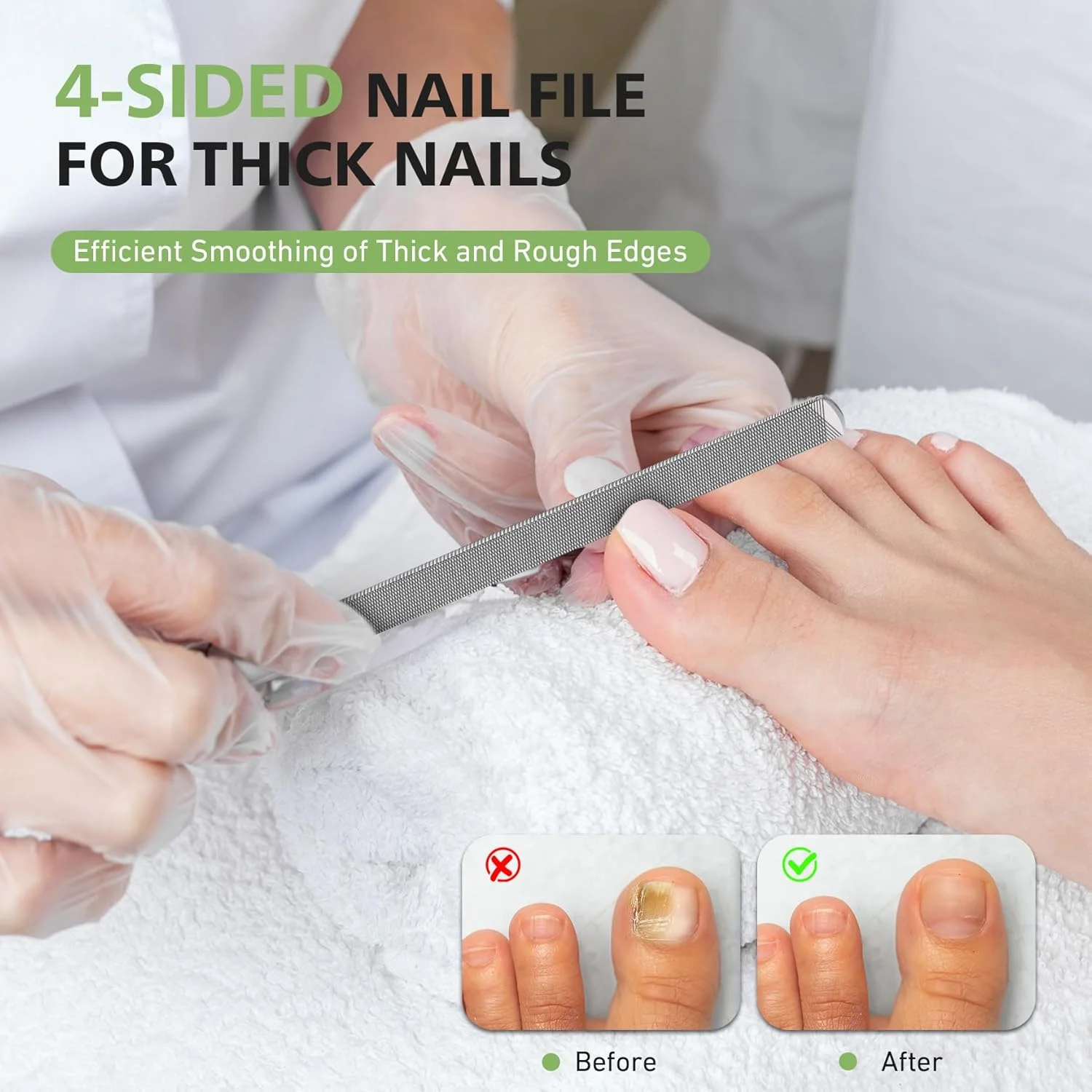 سوهان ناخن پا بالوکا برای ناخن های ضخیم و تسکین ناخن های فرورفته | سوهان فلزی سنگین با بالابر ناخن پا برای سالمندان، دانه درشت و طراحی بادوام از جنس استنلس استیل (نقره ای، 1.0، عدد، دانه بندی 180/240)