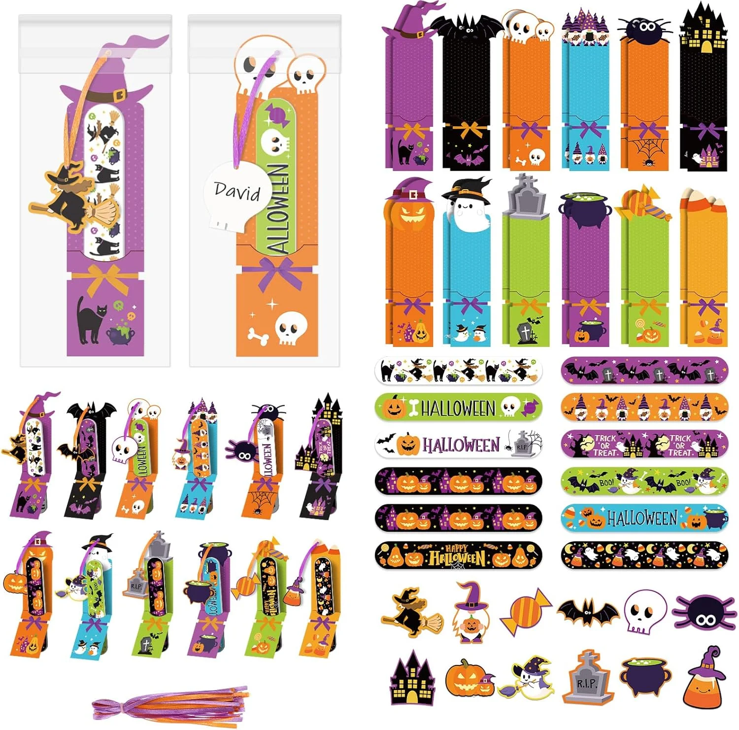 ست ۲۴ عددی سوهان ناخن دو طرفه با طرح هالووین، ابزار مانیکور به همراه ۲۴ عدد سوهان، ۲۴ عدد روکش کاغذی، ۴۸ عدد روبان و ۲۴ عدد کیسه هدیه برای مهمانی های بانوان و بزرگسالان