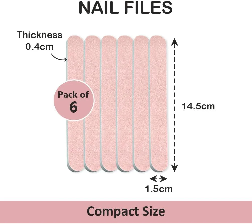 سوهان ناخن بسته 6 عددی - سوهان دو طرفه با درجه زبری دوگانه - ابزار بادوام برای استفاده شخصی و حرفه ای - 14.5 سانتی متر