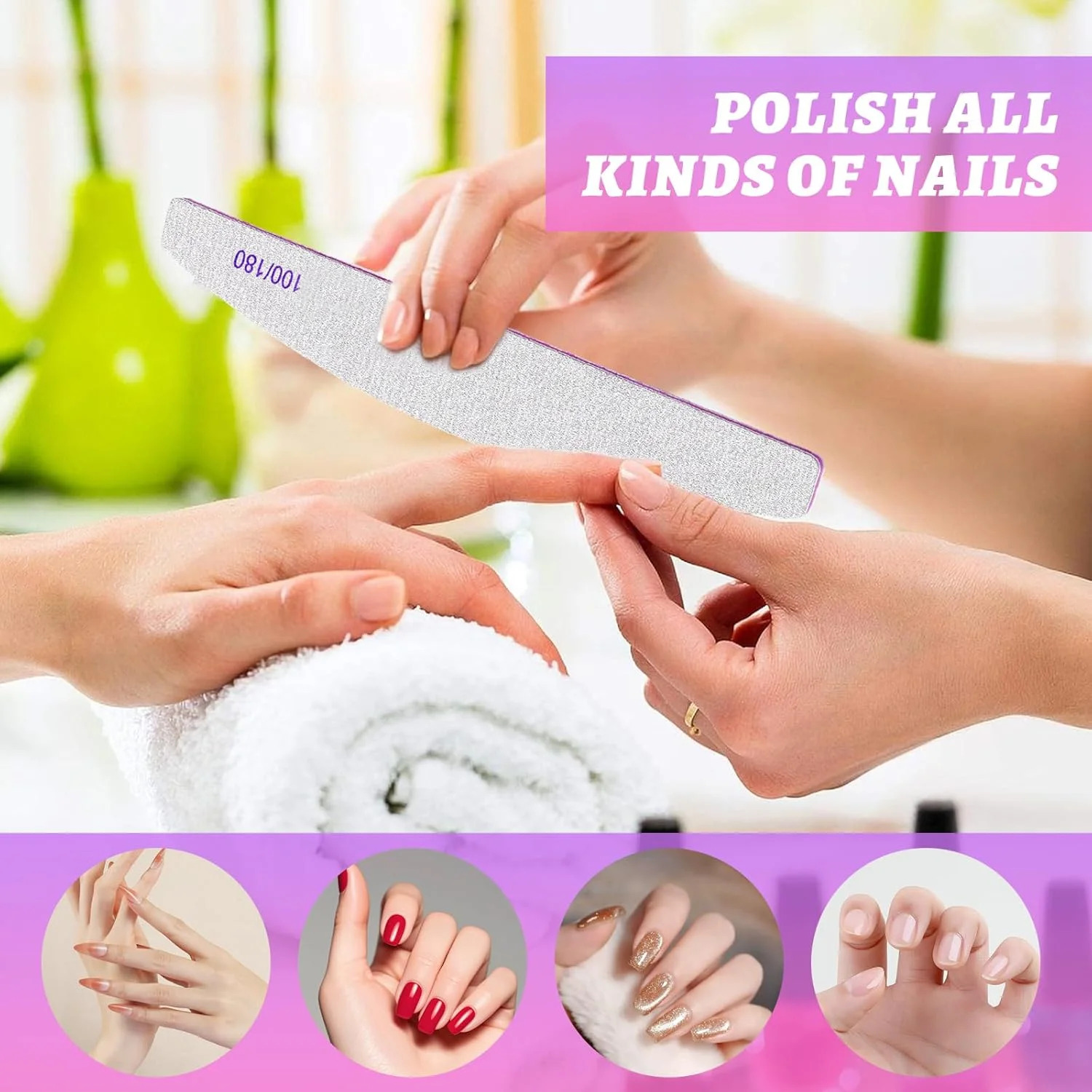 سوهان ناخن، سمباده ناخن زبر دو طرفه (هلالی، 10 عدد)