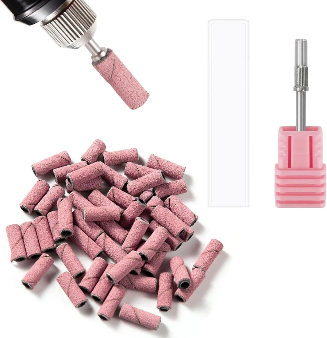 مجموعه 50 عددی سنباده آستینی ناخن شماره 240 به همراه یک عدد محور مناسب دریل، سنباده امری، سوهان مانیکور پدیکور، رز قرمز مجموعه 50 عددی سنباده آستینی ناخن شماره 240 به همراه یک عدد محور مناسب دریل، سنباده امری، سوهان مانیکور پدیکور، رز قرمز